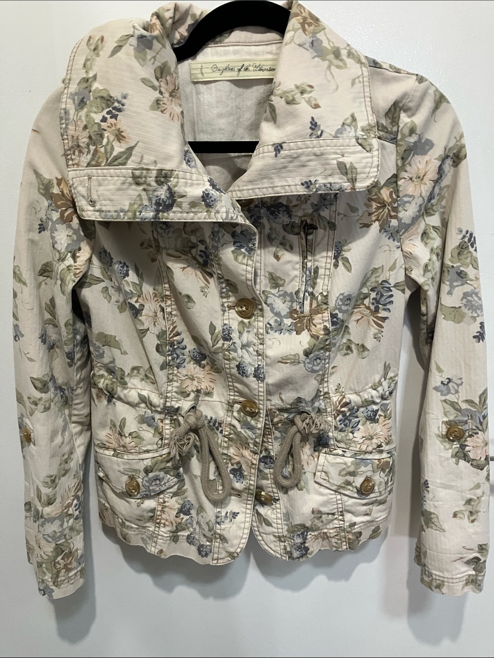 Daughters Of The Liberation Floral Utility Jacket Anthropologie High Neck Size 4